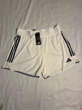 adidas White Athletic Shorts with Black Stripes